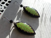 Little Sublime Lime Leaf Eggshell Earrings Pysanky By So Jeo : pysanky pysanka ukrainian easter egg batik art eggshell jewelry pendants earrings drop dangle etched flowers gift women accessories accessory pendant necklace bail crystal finding sterling silver filled sojeo flowers celtic purple white red pink brown green purple orange cream burgundy magenta teal turqoise crows crow blue black so jeo art handmade